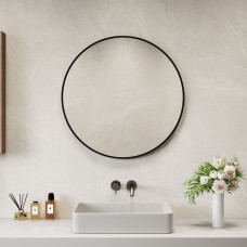 Neo Black or Copper Round Metal Frame Wall Mirror Float Glass HD Reflection Anti-Rust Moisture-Proof Wall Mounted Bathroom Bedroom Hallway Living Room Vanity 60cm 